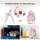 Folding Baby Highchair Eating Feeding Table Booster Seat with 6-Level Height Adjustment