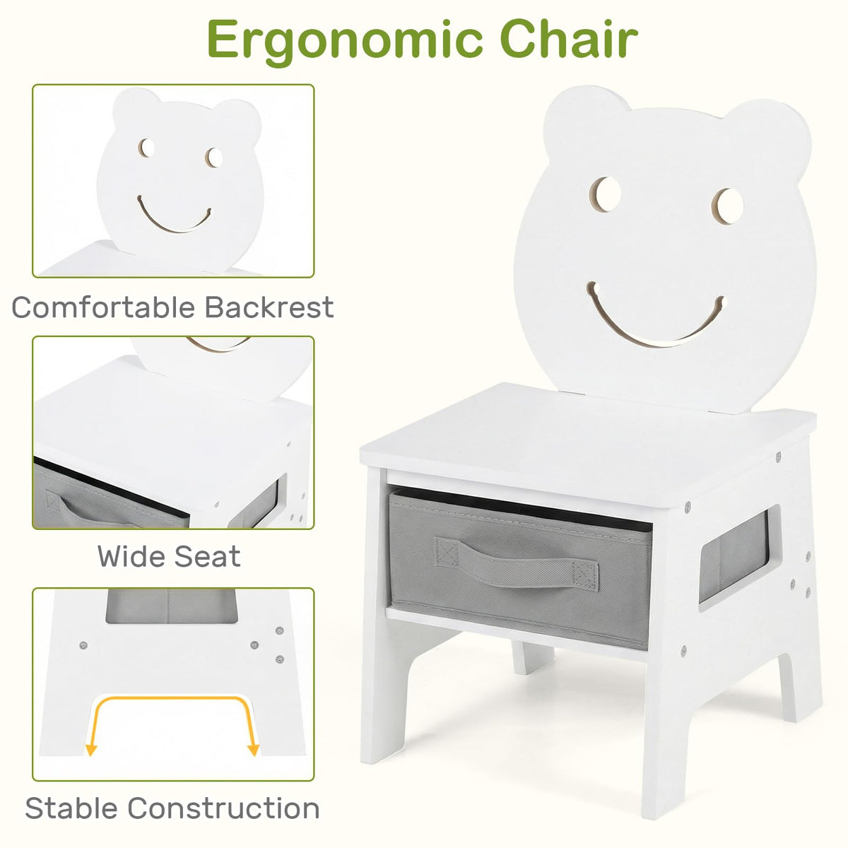 INFANS Kids Table and Chair Set, 4 in 1 Wooden Activity Desk