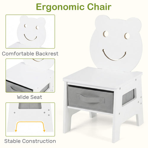 INFANS Kids Table and Chair Set, 4 in 1 Wooden Activity Desk