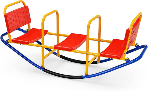 Kids Seesaw Teeter Totter, Metal Rocking Seesaw Heavy Duty Indoor Outdoor Playground Equipment for Toddlers