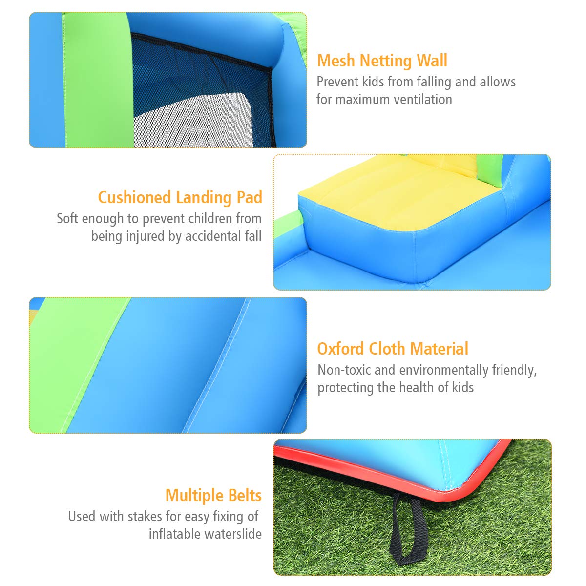 Kids Inflatable Water Slide, 5 in 1 Giant Water Slide Bouncer Park w/Splash Pool