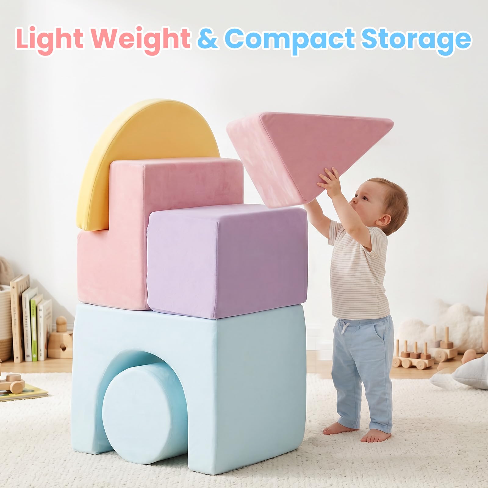 Toddler Climbing Toys Indoor, 6 PCS Foam Climbing Blocks