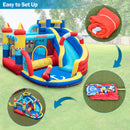 Nautical Themed Bounce House Water Park with Slide, Splash Pool, Climbing Wall, Water Gun, Outdoor Jumping Castle with Hose, Carry Bag, Repairing Kit, Stakes