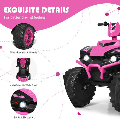 12V Electric ATV Ride on Car, Battery Powered 4 Wheeler ATV, Music & Story, Bright LED Lights, Cool Appearance