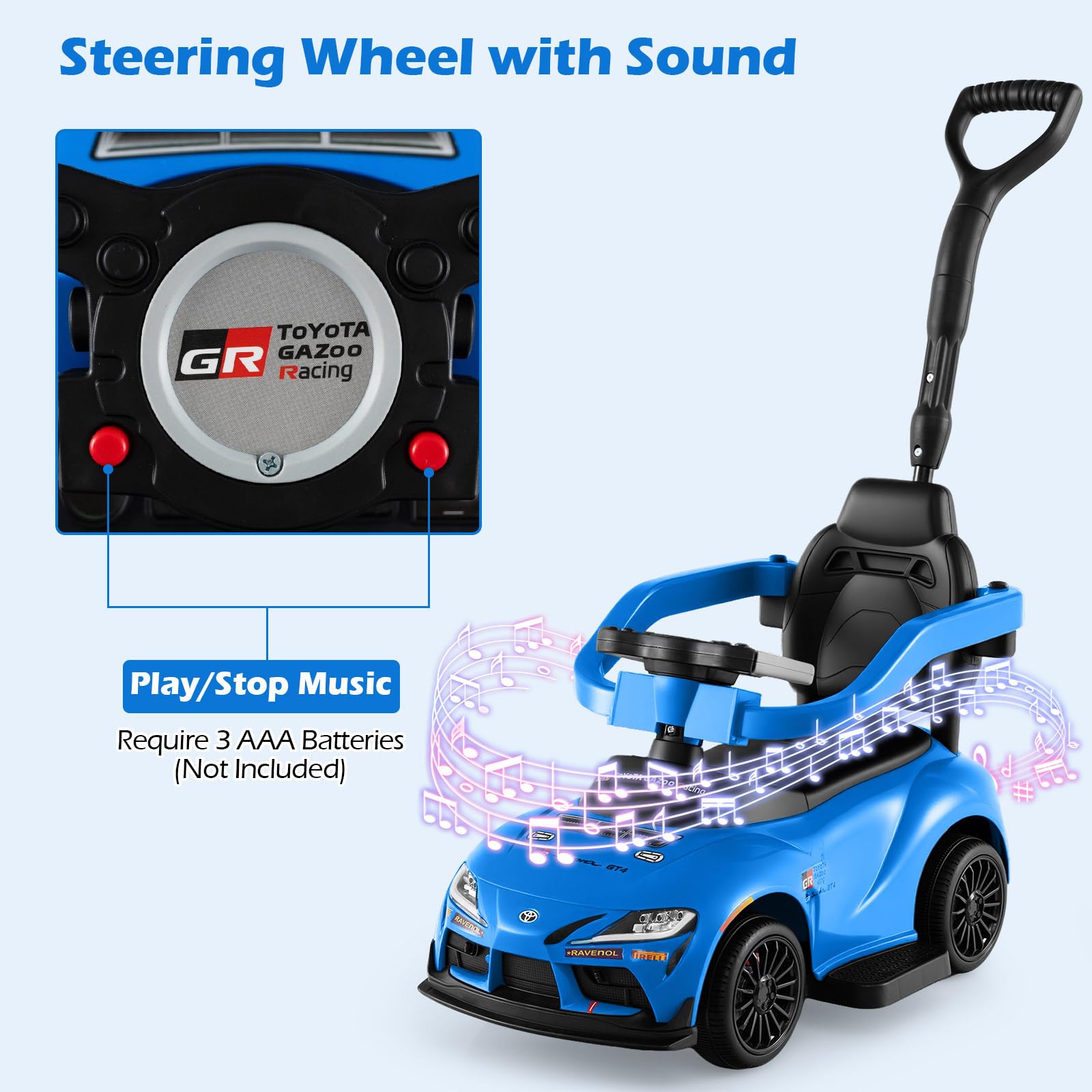 Licensed Ride on Push Car for Toddlers by INFANS, 3 in 1 Walking Sliding with Removable Guardrails and Handle