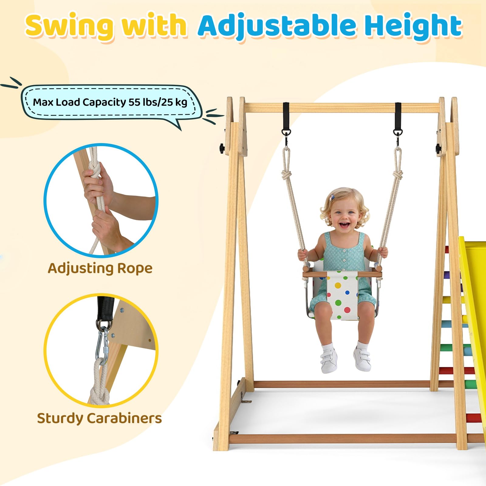 Climbing Toys for Toddlers, 4 in 1 Folding Wooden Kids Montessori Triangle Set