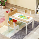 INFANS Kids Table and Chair Set, Toddler Art Craft Play Wood Activity Desk with 2 Chairs