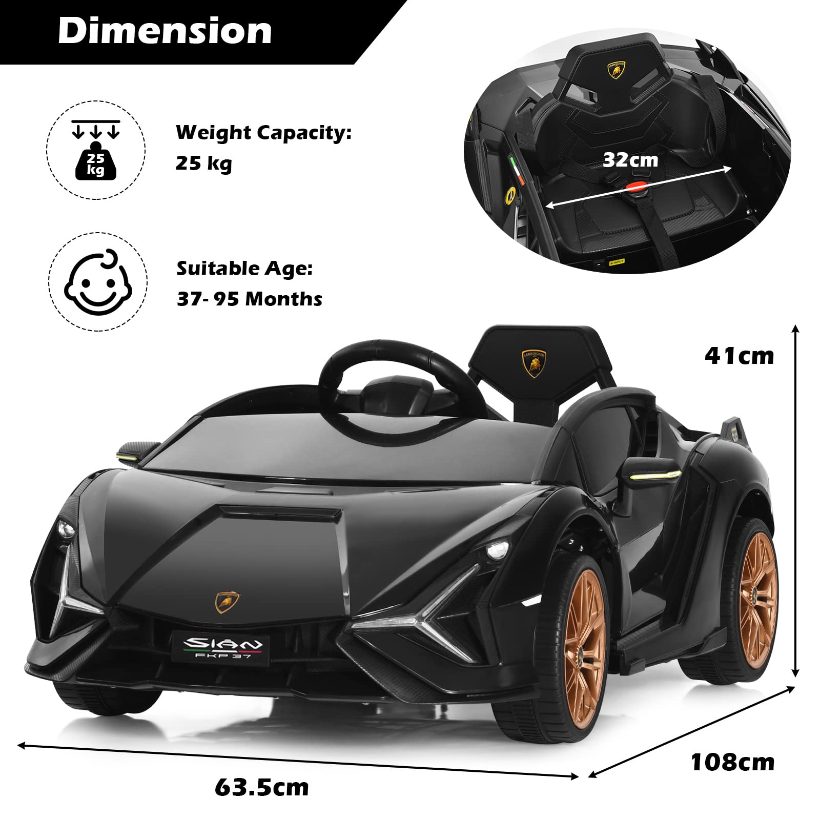 Electric Toy Car with Remote Control & LED Lights for Kids