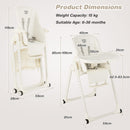 4-in-1 Baby High Chair Foldable Feeding Chair w/ 6 Adjustable Heights