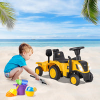 Licensed Caterpillar Ride on Tractor by OLAKIDS, 2 in 1 Ride on Push Car with Detachable Trailer