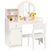 INFANS Kids Vanity Pretend Play Vanity Set for Toddler Girls