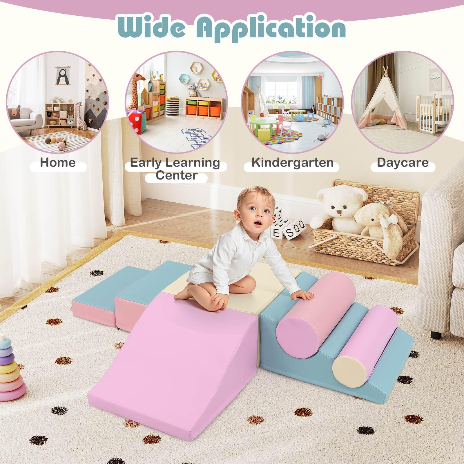 7 Pieces Foam Building Blocks Set for Kids Creative Learning Toy Set