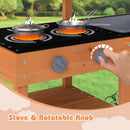 INFANS Mud Kitchen, Outdoor Play Kitchen with Awning Faucet Stoves Cooking Accessories