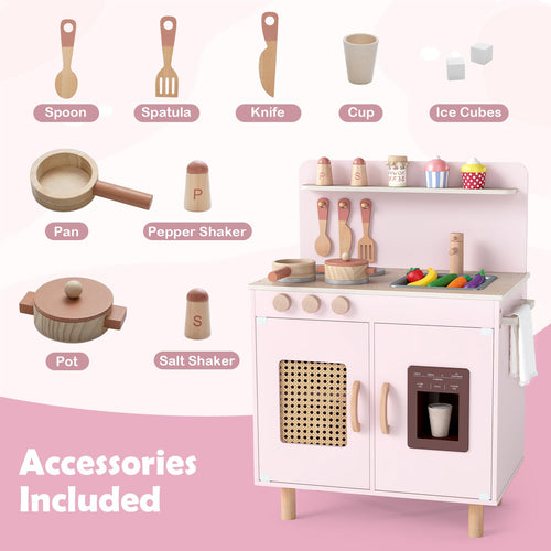 INFANS Play Kitchen for Kids, Wooden Pretend Playset