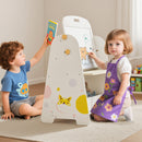 Easel for Kids with Stool, 4-in-1 Double-Sided Adjustable Magnetic Chalkboard with Paper Roll