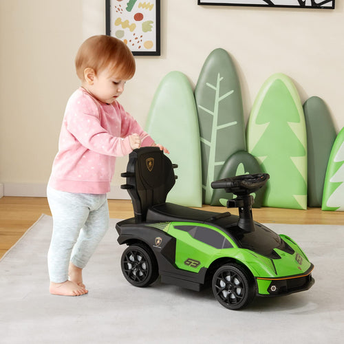 Lamborghini Licensed Push Cars for Toddlers 1-3, 3 in 1 Stroller Sliding Walking Car w/Handle