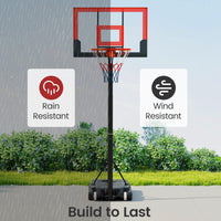 OLAKIDS Basketball Hoop Outdoor Portable 1.4-2.5m Height Adjustable Goal System with Wheels Shatterproof Backboard