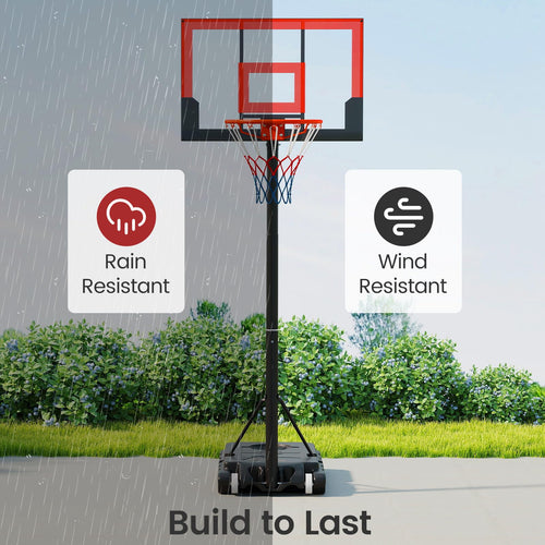 Basketball Hoop Outdoor Portable 1.4-2.5m Height Adjustable Goal System with Wheels Shatterproof Backboard