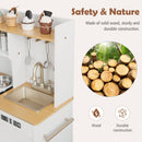 INFANS Kid Kitchen Playset Toddler Wooden Pretend Cooking Set with Realistic Light & Sound