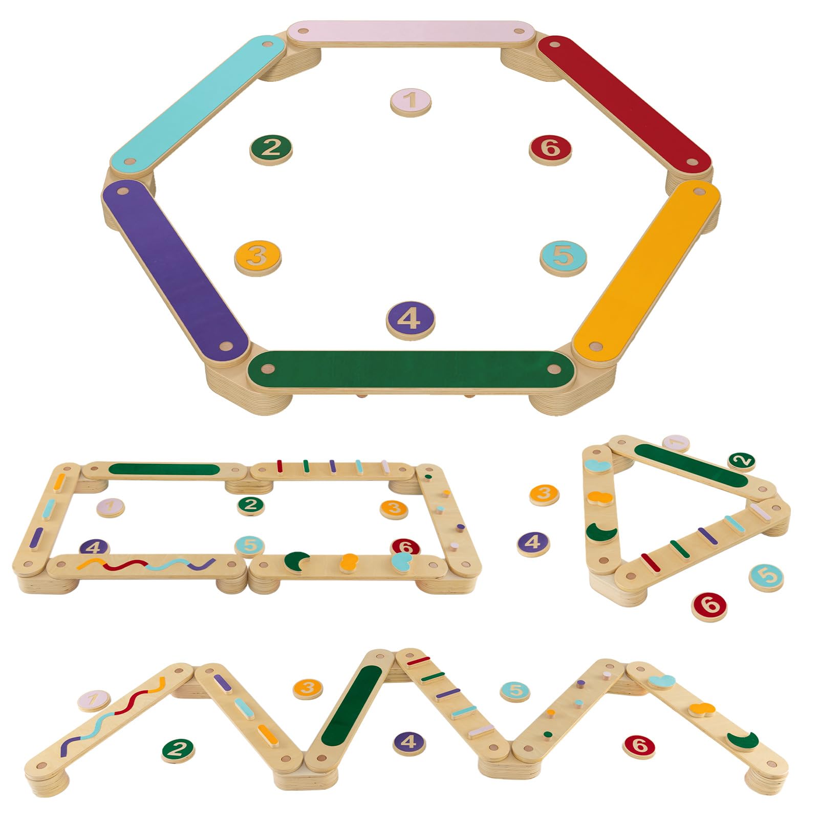 Kids Balance Beam Stepping Stones Set, 20 PCS Montessori Obstacle Course for Toddler Indoor Outdoor