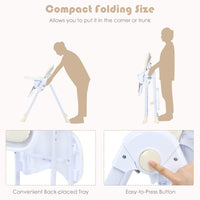 Baby High Chair Folding Highchair for Toddlers w/Adjustable Height