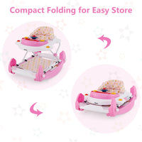 INFANS Baby Walker 5 in 1 Behind Walker Learning Seated Rocker Bouncer with Removable Music Tray