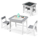 INFANS Kids Table and Chair Set, 3 in 1 Wooden Activity Table with Removable Blackboard and Whiteboard