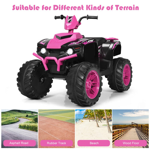 12V Electric ATV Ride on Car, Battery Powered 4 Wheeler ATV, Music & Story, Bright LED Lights, Cool Appearance