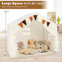 INFANS Kids Play Tent, Large Size Playhouse with Washable Cotton Mat Star Light Windows Plaid Pennants