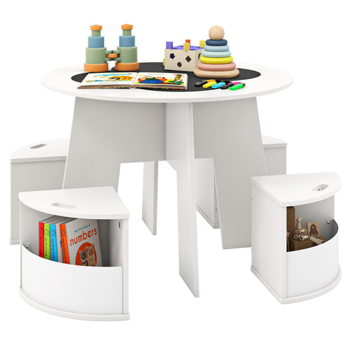 INFANS Toddler Table and Chair Set with 4 Storage Stools