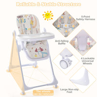 3-in-1 Baby High Chair, Foldable Infant High Chair