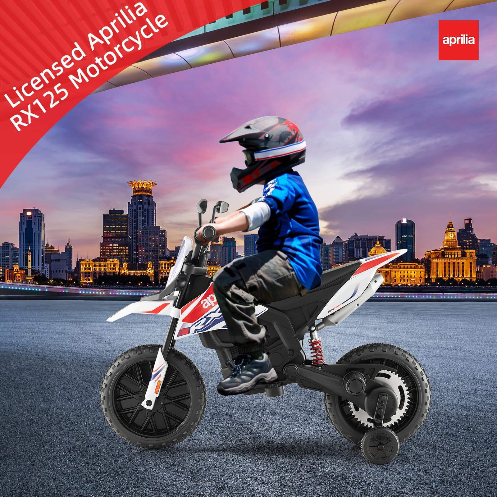 INFANS Kids Motorcycle 12V, Licensed Aprilia RX125 Electric Ride