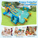 Inflatable Water Slide, Kids Blow up Water Park w/2 Long Slides, Climbing Walls, Splash Pool