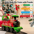 Ride on Train Track, 6V Electric Ride on Train with Tracks, Storage Seat, Flashing Lights & Music