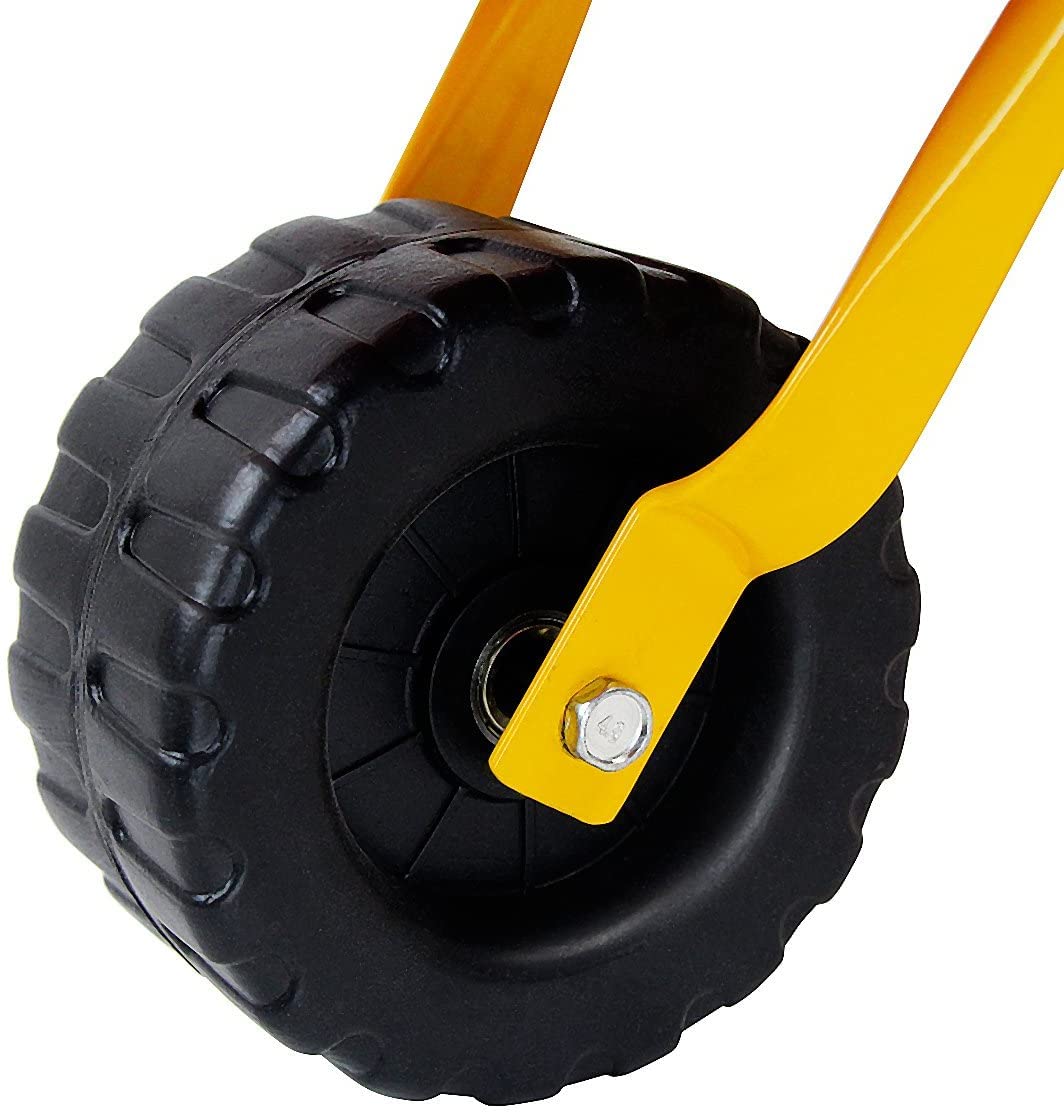 Kids Wheelbarrow, Children Steel Garden Wheelbarrow w/Non-Slip Handle, Wearable Wheels