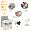 Baby Travel Booster Seat Portable Folding Toddler Floor Dining Chair w/Removable Swivel Double Tray