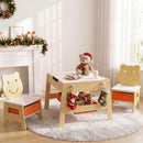 INFANS Kids Table and Chair Set, 4 in 1 Wooden Activity Desk