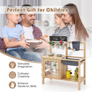 Mud Kitchen for Kids Outdoor, Wooden Toddler Play Kitchen with 12 Plant Pots, Faucet, Stoves
