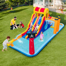 Inflatable Water Slide, 6-in-1 Water Park w/Dual Slides, Climbing Wall, Water Cannon