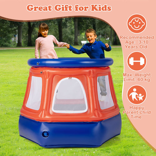 Inflatable Kids Trampoline with Safety Enclosure Net for Age 3-10