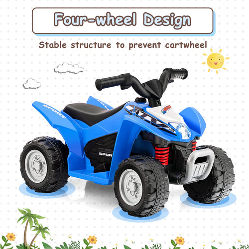 Kids Ride On ATV, 6V Electric Vehicle for Toddlers, 4 Wheeler Battery Powered Motorized Quad Toy Car with Horn
