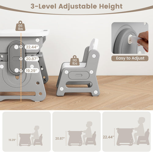 INFANS Kids Adjustable Table & Chair Set with Drawing Board for 3+