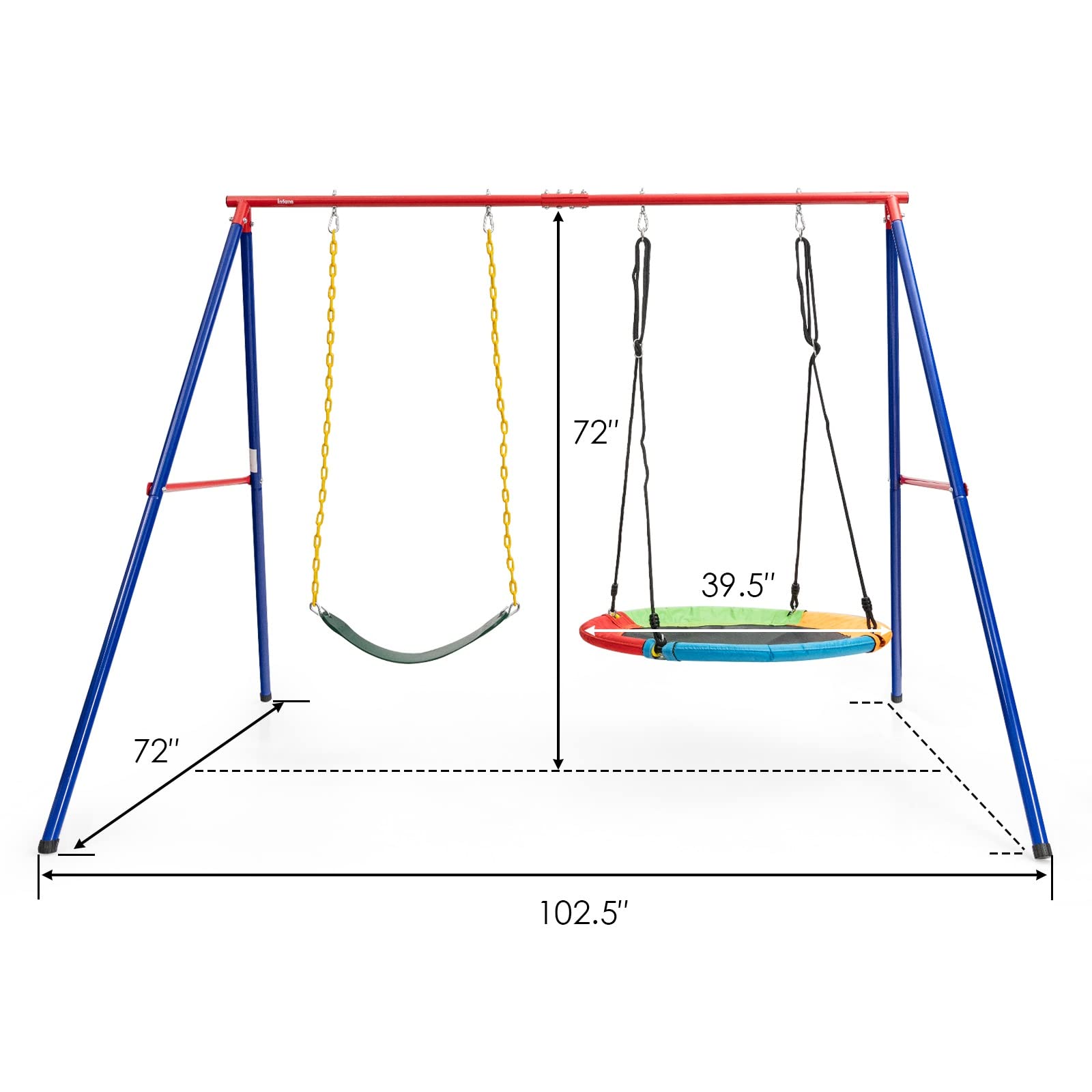 INFANS 2 Seat Swing Stand, 550 lbs Heavy Duty Metal Swing Frame