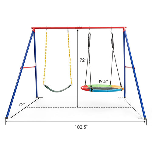 INFANS 2 Seat Swing Stand, 550 lbs Heavy Duty Metal Swing Frame