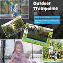 14 x 8FT 200 kg Weight Capacity Outdoor Kids Trampoline ASTM Certified Rectangular Trampoline with Enclosure Net, Safety Net and Ladder