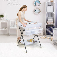 INFANS Baby Portable Changing Table Infant Diaper Station with Storage Basket & Shelf