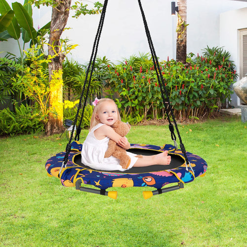 36" Kids Trampoline & Swing Set Convertible, 2 in 1 Kids Saucer Tree Swing, Toddler Fitness Rebounder
