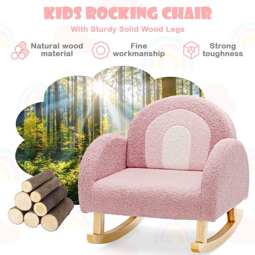 INFANS Kids Sofa Toddler Rocking Chair with Solid Wooden Frame, Anti-Tipping Design