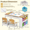 Toddler Art Craft Play Wood Activity Desk with 2 Chairs 4 Storage Canvas Bins Paper Roll for Writing Drawing