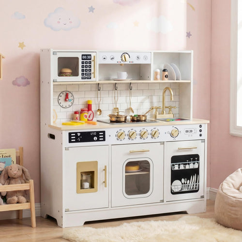 Play Kitchen for Kids with Realistic Lights and Sounds